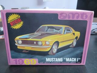 Vintage Amt 1969 Mustang Mach 1 1/25 Scale Unbuilt Kit.  Not 100 Complete