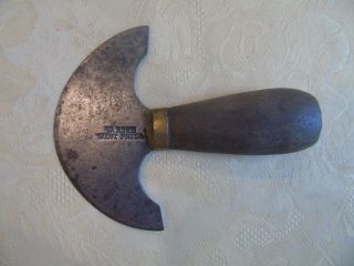 Antique Vintage Leather Tool W Rose West Phila.  Round Knife 4 - 3/8 " Wide