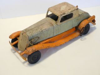 Antique 1932 Girard Pierce Arrow Coupe Windup Wind Up Pressed Steel Toy Car