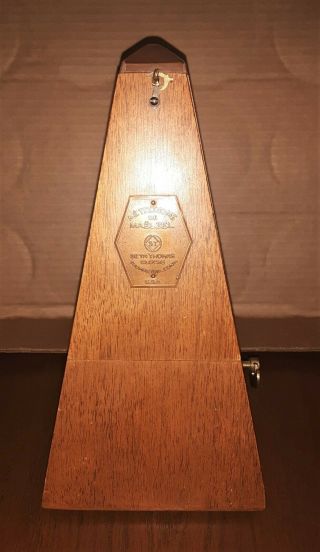 Vintage Metronome De Maelzel By Seth Thomas Clocks In Wooden Casing.  Vg Cond.