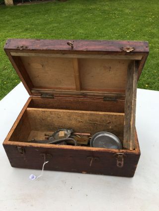Wooden Toolbox:hand Crafted Vintage Solid Wood Case Toolbox C1930/40’s,  Content