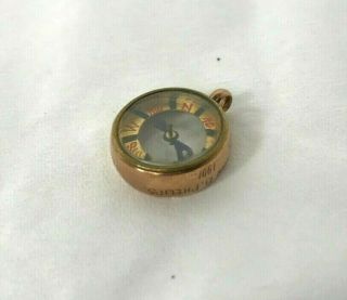 Antique Edwardian 1901 9 Carat Gold Miniature Compass Pendant A.  W G14 J3