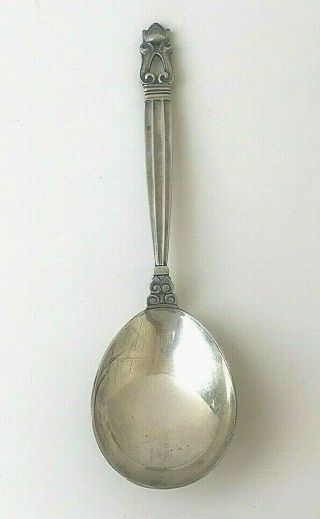 Vintage Georg Jensen Denmark Sterling Silver Acorn 8 " Serving Spoon No Mono