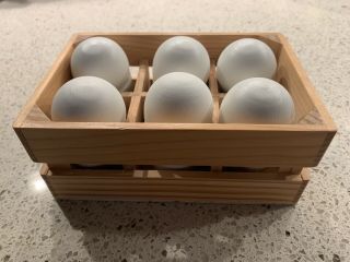 Pottery Barn Kids Play Kitchen Food Wooden Eggs And Crate Set