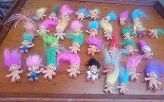 34 Vintage Troll Doll Pencil Toppers Badges 80s 90 