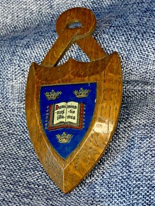 Antique University Of Oxford Miniature " Ribbon " Armorial Coat Of Arms Plaque