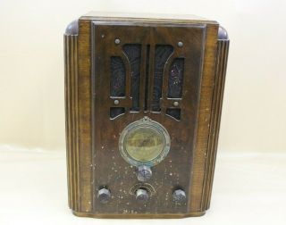 Vintage Antique Art Deco 1936 Wood Crosley Tube Radio Model 635