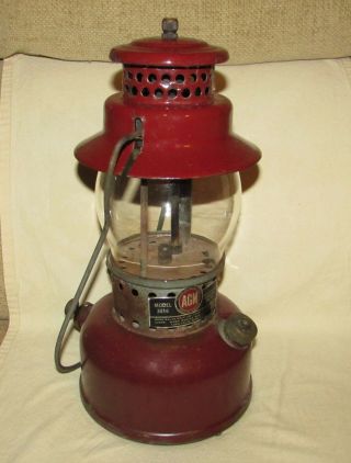 Vtg Maroon Burgundy Agm Model 3016 American Gas Machine Single Mantel Lantern