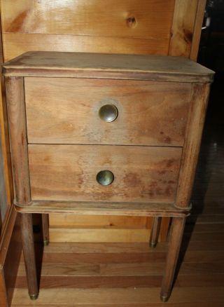 Vintage Square Solid Wood Side End Telephone Table With 2 Drawers Dovetail
