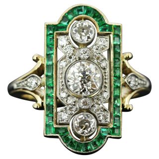 1.  80ct White Round Diamond Vintage Art Deco Antique Ring 14k Yellow Gold Finish