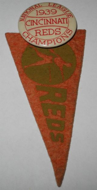 1939 Baseball Pin Button Coin Cincinnati Reds World Series Pinback Pennant