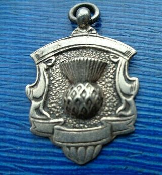 Vintage Sterling Silver & Fob Medal H/m 1924 Birmingham - Scottish Thistle