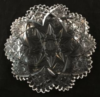 ANTIQUE SIGNED HAWKES AMERICAN BRILLIANT PERIOD CUT GLASS PLATE DISH HOLLAND PAT 3