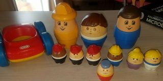 10 Vintage Little Tikes Toddle Tots Chunky People Figures & Big Tots & Car