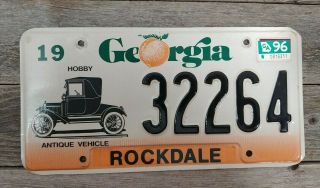 Vintage 1996 Georgia Hobby Antique Vehicle License Plate Car Tag Rockdale 32264