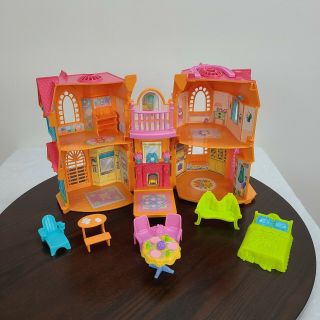 Fisher Price Sweet Streets Victorian Doll House Pink Orange Furniture Handle