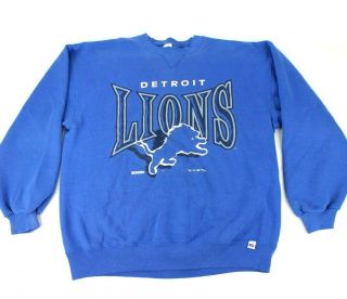 Vintage Detroit Lions Men’s Xl Crewneck Sweatshirt Nfl Football Made In Usa 1995
