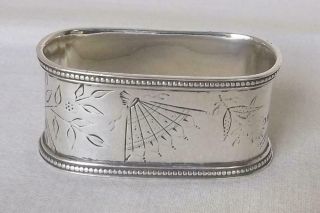 A Stunning Antique Solid Sterling Silver Victorian Shaped Napkin Ring Dates 1884