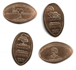 4 Copper Elongated Pennies (cents) Charles M.  Schulz Museum Santa Rosa Ca M 1