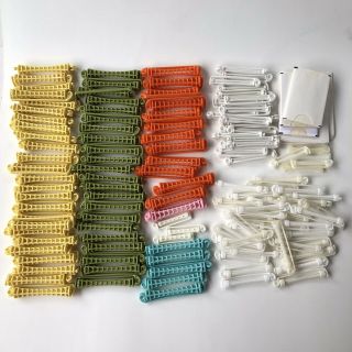 98 Vintage Plastic Swing Arm Permanent Rods Hair Curlers End Papers Various