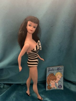 Vintage 850 1960s Raven Hair Ponytail Barbie No.  4/5 Oss,  Shoes,  Accessories