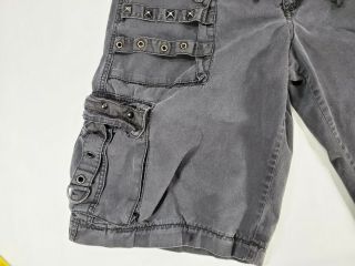 Vintage TRIPP NYC Black Skulls Studded Cargo Zip Off Shorts LG Raver Goth Pants 2