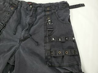 Vintage TRIPP NYC Black Skulls Studded Cargo Zip Off Shorts LG Raver Goth Pants 3