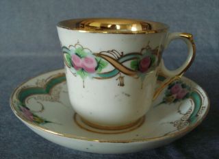 Antique Imperial Russian Porcelain Tea Cup And Saucer Xrapunov Novii Factory