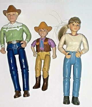 Playskool Play People Cowboy Man Boy & Woman Farm Ranch Dollhouse Size Figures