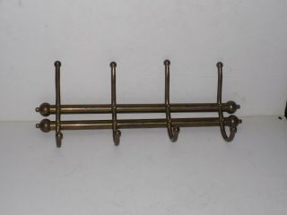 Vintage 22 " Brass Coat/ Scarf /hat Wall Mount Rack With 4 Curved Hooks