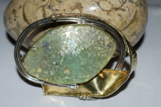 Avi Soffer Ancient Roman Glass Sterling Silver Broach Pendant Antique Vintage 3 2
