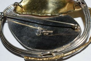 Avi Soffer Ancient Roman Glass Sterling Silver Broach Pendant Antique Vintage 3 3