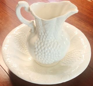 Vintage / Antique Large Ironstone White Pitcher And Bowl /basin