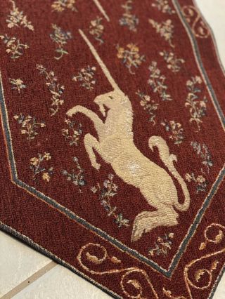Vintage Goblys Unicorn Tapestry Made In France 31” X 13”