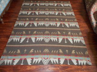 Vintage Beacon Style Camp Blanket,  Native American,  Southwest,  Size 58 X 82 "