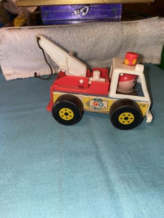 Vintage Fisher Price Little People 718 Toy Tow Truck Wrecker 1968 Toy