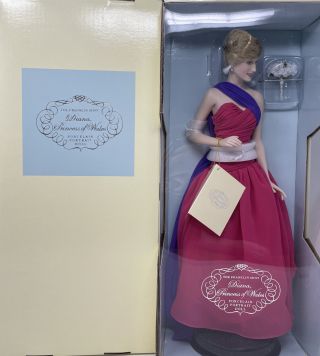 17 " Diana Princess Of Wales Porcelain Portrait Doll By Franklin.  Pink Dress