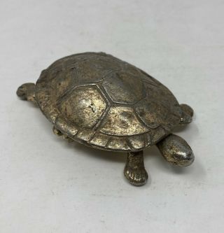 Antique / Vintage Brass Turtle Trinket Box / Ashtray / Match Holder