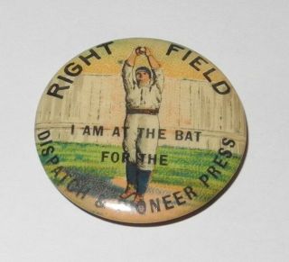 1896 Pd1 Baseball Player Rf Position Dispatch Pioneer Press Advertising Coin Pin