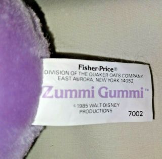 Vintage 1985 Fisher Price 7002 Disney Gummi Bears Zummi Gummi Plush Doll 15 