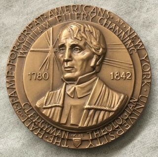 William Ellery Channing Hall of Fame for Great Americans Medal,  1968 by A.  Wein 2