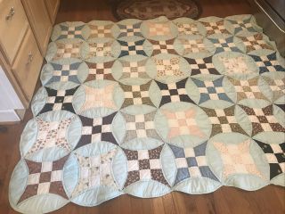 Vintage Hand Stitched Quilt In Few Spots On It 70X80 2