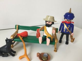 Playmobil Custom Hobo On Bench With Policeman And Dog For Victorian Mansion