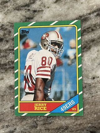 1986 Topps Jerry Rice Rc Rookie Card 161 In Screw Down Really Sharp