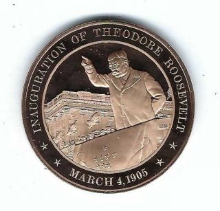 1905 President Teddy Theodore Roosevelt Inauguration Bronze Coin Medal Medallion