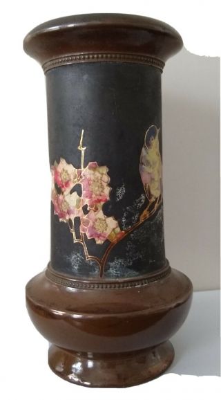 Antique Arts And Crafts / Art Nouveau Bretby Bronze And Cloisonne Vase 1908