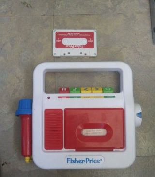 Mattel Fisher Price Cassette Player Recorder With Microphone And Cassette Tape.