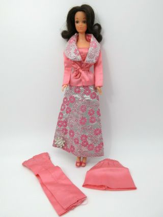 Vintage Barbie 1972 - 73 Walk Lively Steffie Doll 1183 W/ Pink Party Outfit 7841