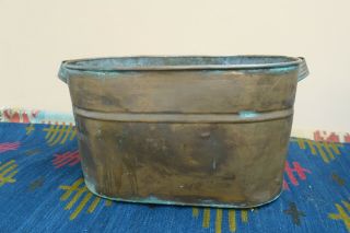 Antique Vintage Primitive Copper Boiler Wash Tub Pot With Handles 12 " X 23 "