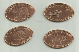 4 Copper Elongated Pennies (cents) Charles Towne Landing State Historic Site Sc